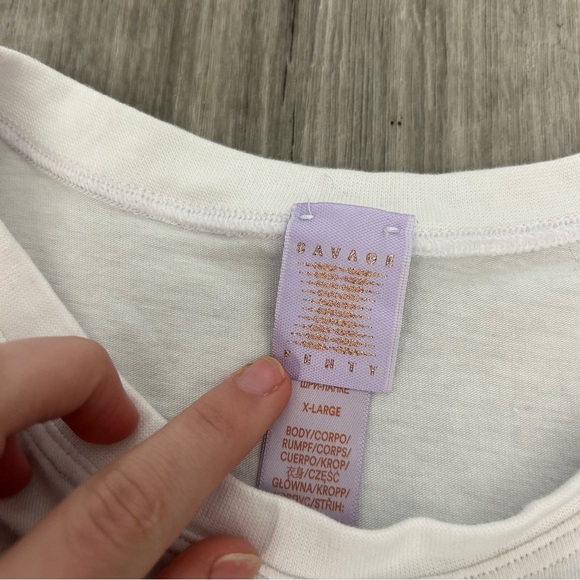 Savage X Fenty Show Your Colors Cropped Sleep Top White Cotton Pajama Size XL - Picture 4 of 6